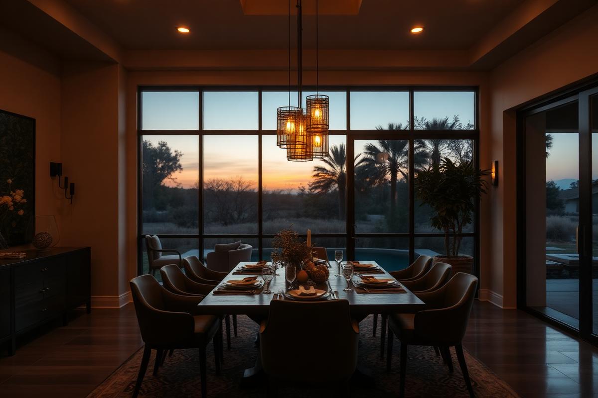 Finished home exterior with warm architectural and landscape lighting
